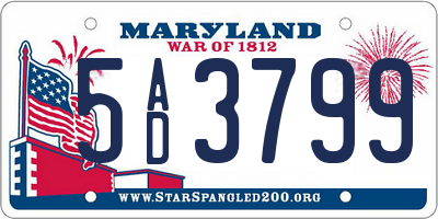 MD license plate 5AD3799
