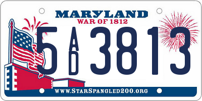 MD license plate 5AD3813