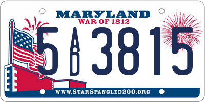 MD license plate 5AD3815