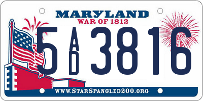 MD license plate 5AD3816