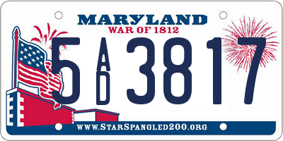 MD license plate 5AD3817