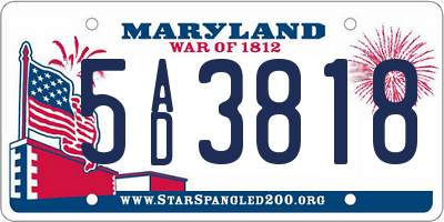 MD license plate 5AD3818