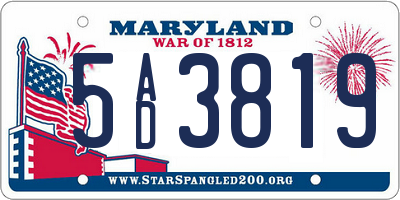 MD license plate 5AD3819