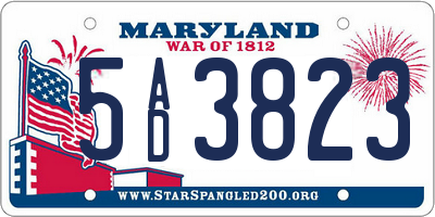 MD license plate 5AD3823