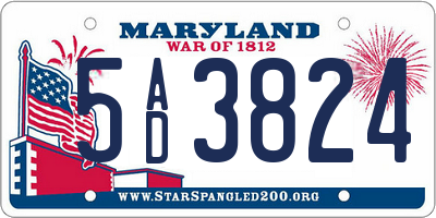 MD license plate 5AD3824