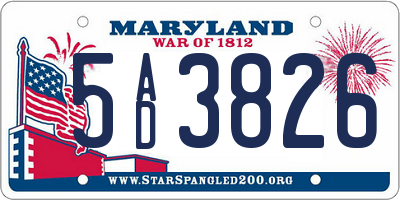 MD license plate 5AD3826