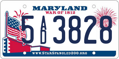MD license plate 5AD3828