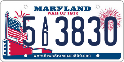 MD license plate 5AD3830