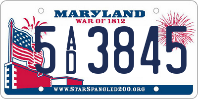 MD license plate 5AD3845