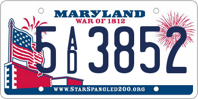 MD license plate 5AD3852