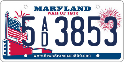 MD license plate 5AD3853