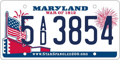 MD license plate 5AD3854