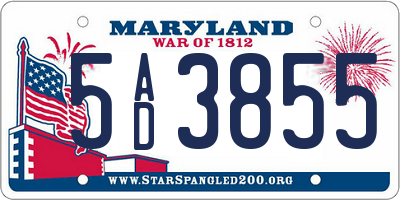 MD license plate 5AD3855