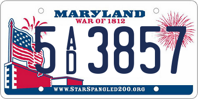 MD license plate 5AD3857
