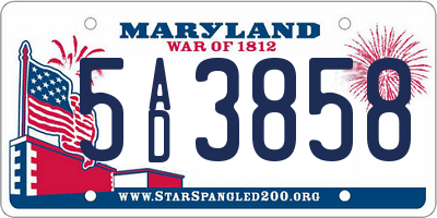 MD license plate 5AD3858