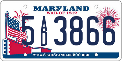MD license plate 5AD3866