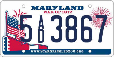 MD license plate 5AD3867