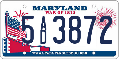 MD license plate 5AD3872
