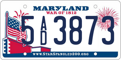 MD license plate 5AD3873
