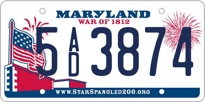 MD license plate 5AD3874