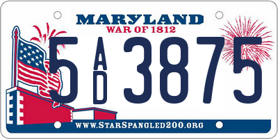 MD license plate 5AD3875