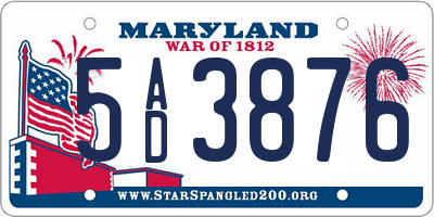 MD license plate 5AD3876
