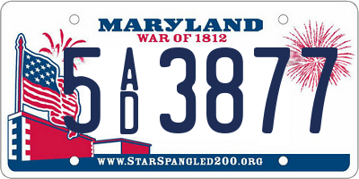 MD license plate 5AD3877