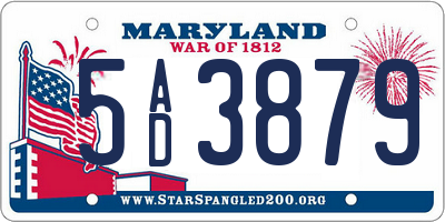 MD license plate 5AD3879