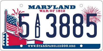 MD license plate 5AD3885