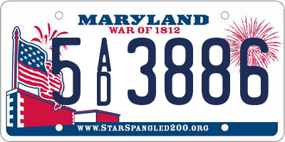 MD license plate 5AD3886
