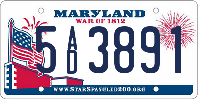 MD license plate 5AD3891