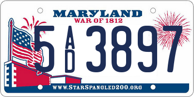 MD license plate 5AD3897