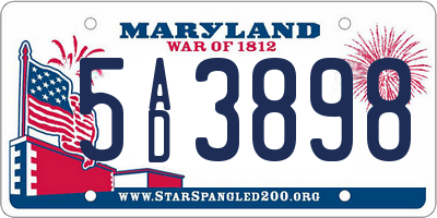 MD license plate 5AD3898