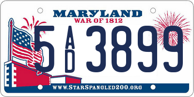 MD license plate 5AD3899