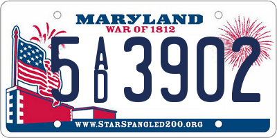 MD license plate 5AD3902