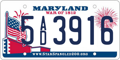 MD license plate 5AD3916
