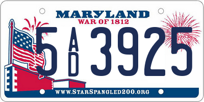 MD license plate 5AD3925
