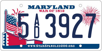 MD license plate 5AD3927