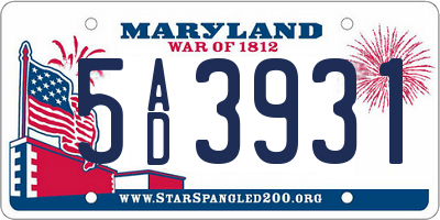 MD license plate 5AD3931