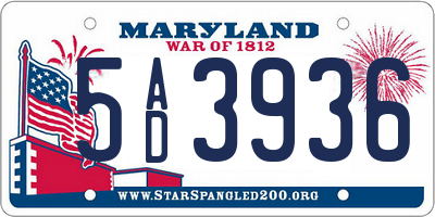 MD license plate 5AD3936