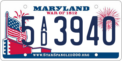 MD license plate 5AD3940