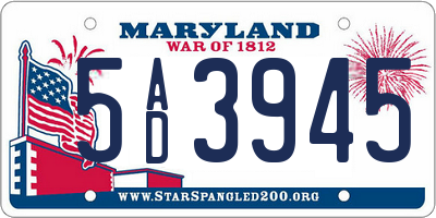 MD license plate 5AD3945