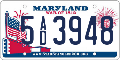 MD license plate 5AD3948