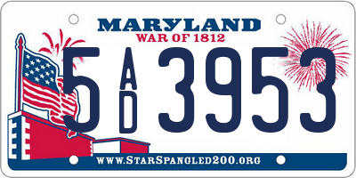 MD license plate 5AD3953