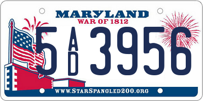 MD license plate 5AD3956