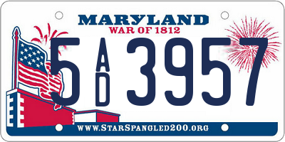 MD license plate 5AD3957
