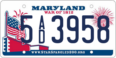 MD license plate 5AD3958