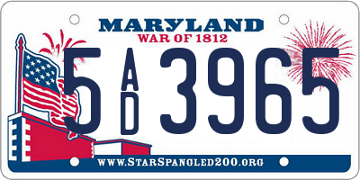 MD license plate 5AD3965