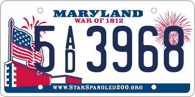 MD license plate 5AD3968