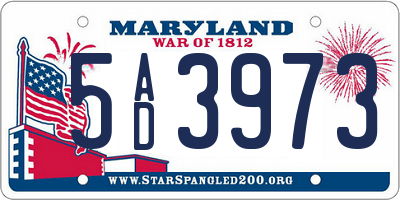 MD license plate 5AD3973
